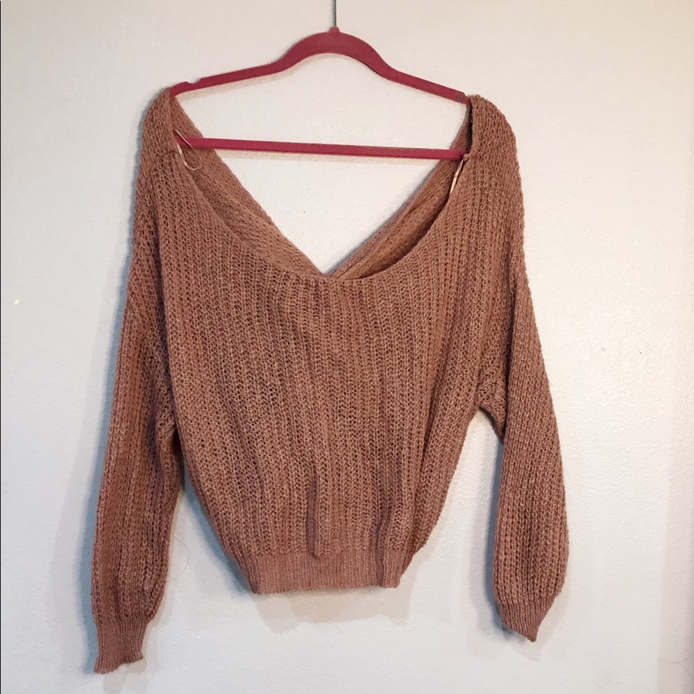 Missguided Pink cross knit sweater